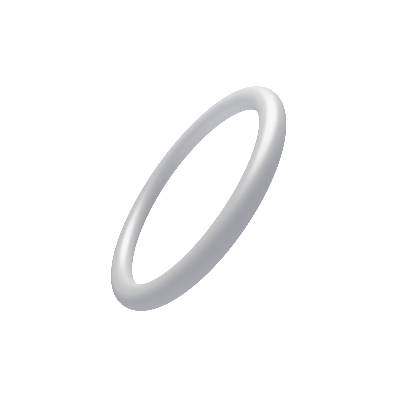 Ein einfacher, silberner Ring vor weißem Hintergrund.