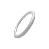 Ein einfacher, silberner Ring vor weißem Hintergrund.