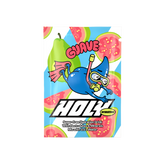 Sachet mit einem Cartoon-Charakter in Taucherausrüstung, umgeben von Guaven- und Birnenmotiven.