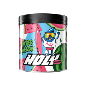 Pappdose mit buntem Wassermelonen-Design, Surfer-Illustration und Schriftzug "Watermelon".